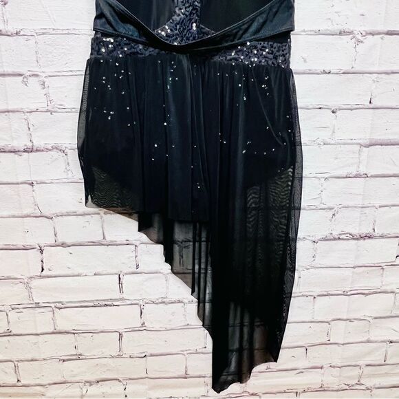 weissman dance costume 11064 Black Sequin Dress Large - Picture 3 of 10